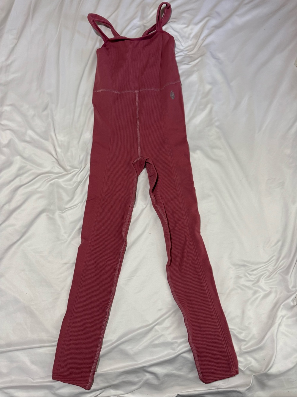 Free People Ribbed Strappy Jumpsuit - Deep Rose